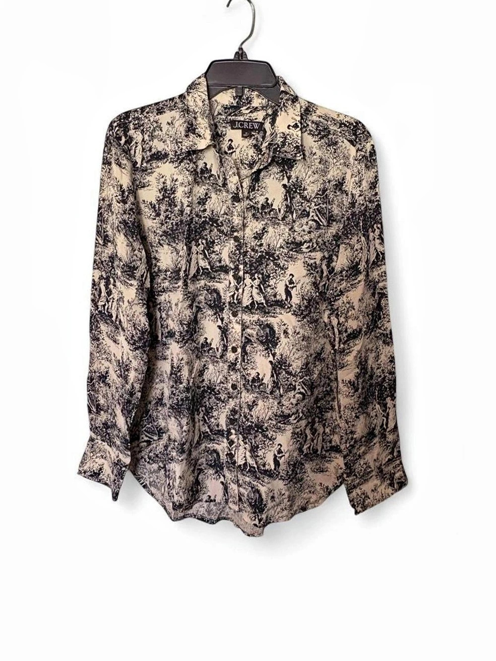 J.Crew Drapey Toile Print Shirt Button Down Blouse M French Romantic Whimsigoth